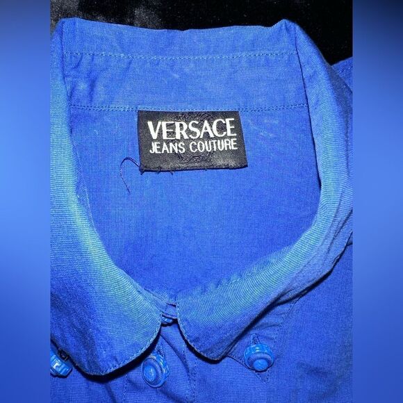 Versace Jeans Couture Medusa Button Blue Long sleeve Button Down Medium - Picture 6 of 10
